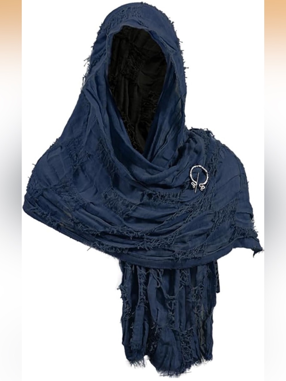 Unisex Medieval Hooded Shawl Cowl Hood Cloak with Viking Brooch